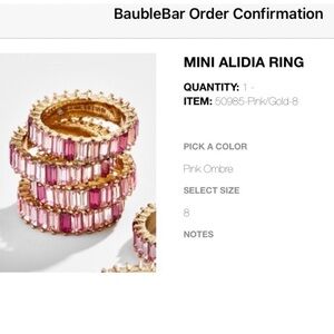 BAUBLEBAR Mini Alidia Ring in Pink Ombre Size 8 NWT